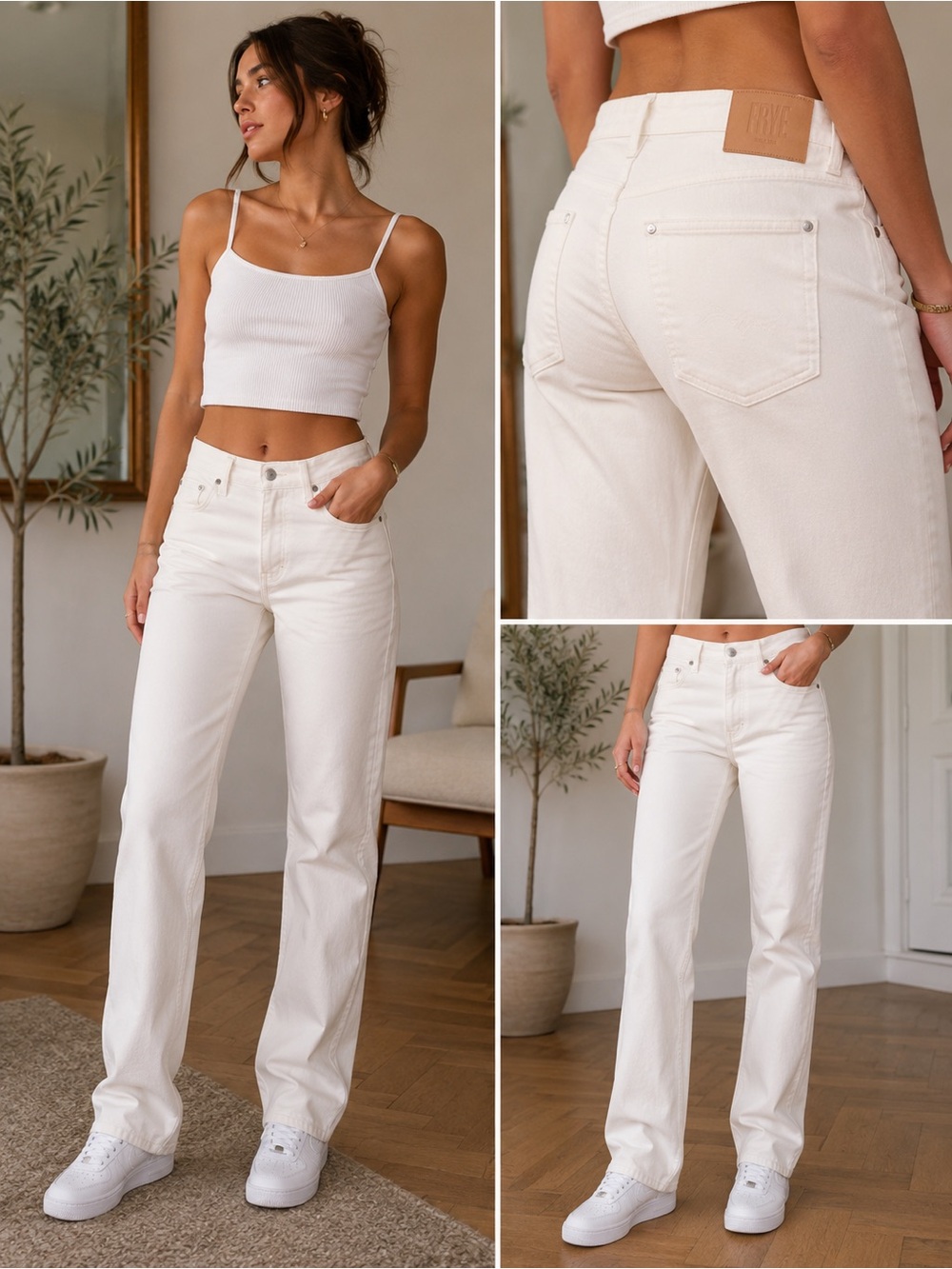 Frye Off-White Straight Leg Jeans